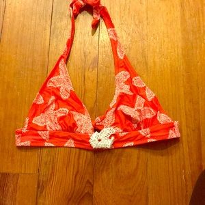 Antigen red and white starfish bikini top